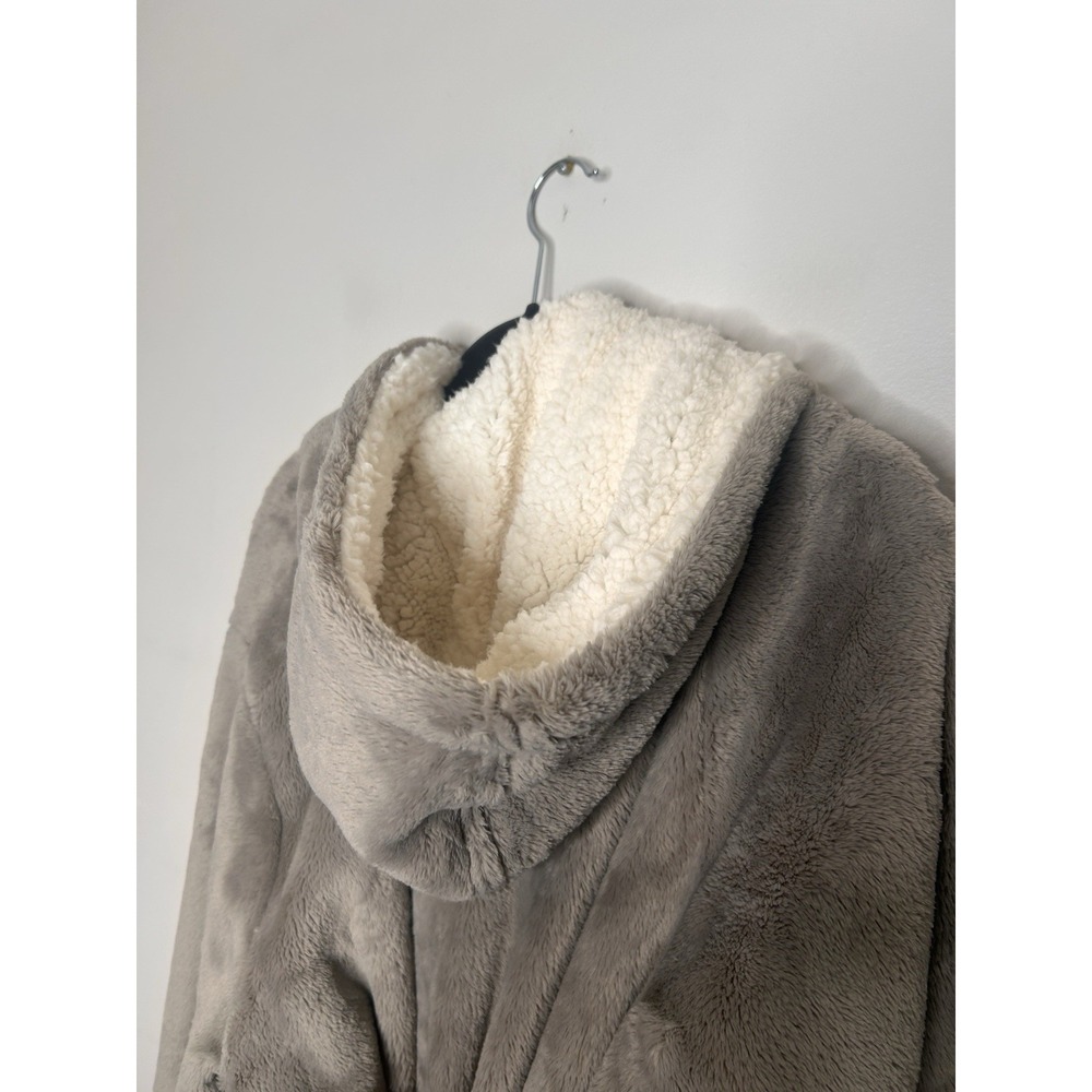 LL Bean Gray Hooded Fleece 50" Long WICKED PLUSH ROBE Women's Size Large New NWT - Picture 6 of 9